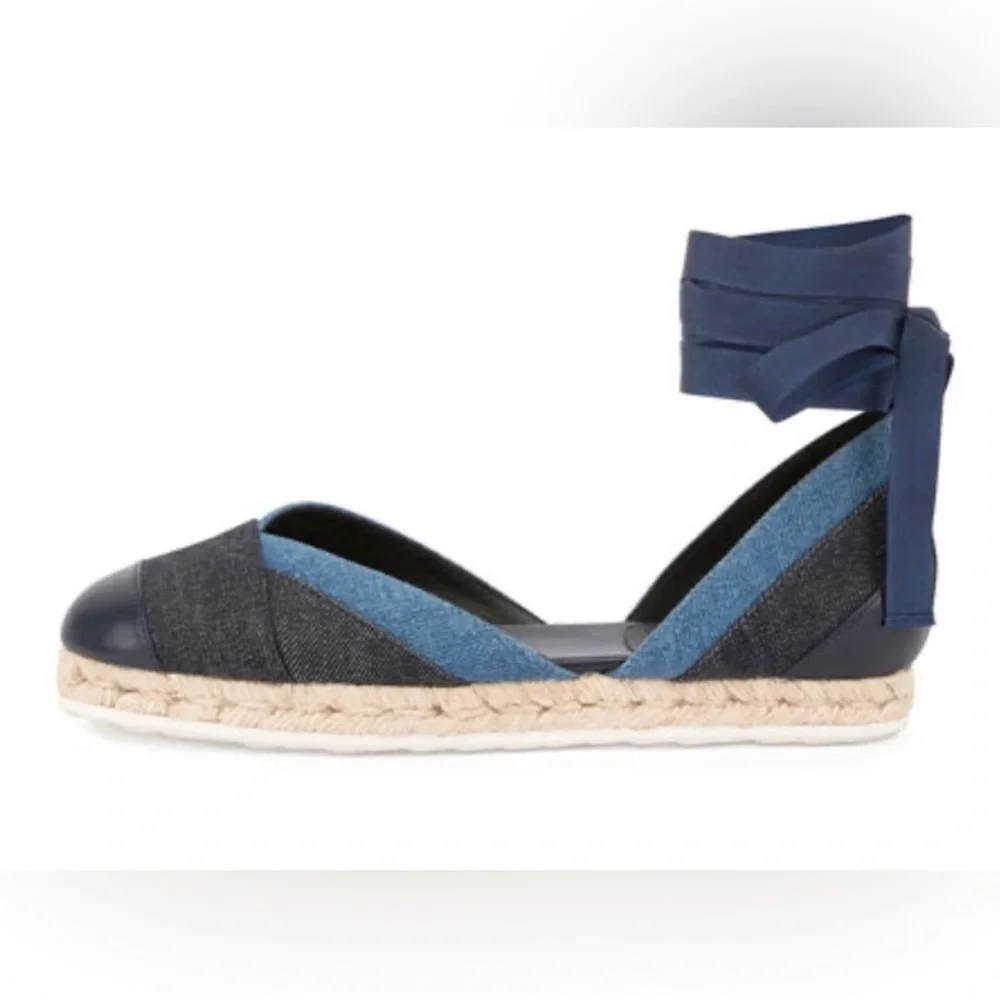 Pierre Hardy Bauhaus Beach Denim d’Orsay Ankle Tie Espadrilles Size 38